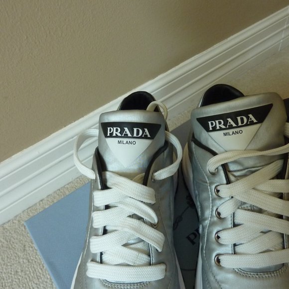 PRADA Logo Nylon Casual Laceup Sneakers Shoes - 7B